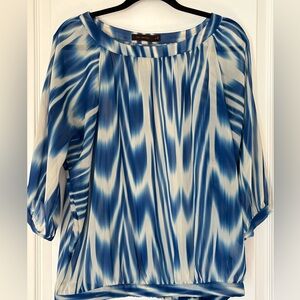 The Limited Blue and Cream Blouse